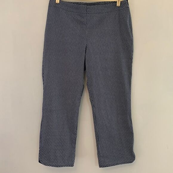 Talbots navy and white patterned side zipper pants Heritage Size 14 Inseam 24” - Picture 1 of 8